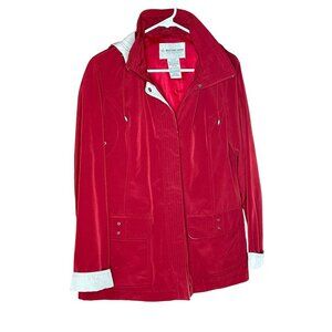 Vintage Red Womens Weather Tamer Rain Coat Jacket Hood Size Medium